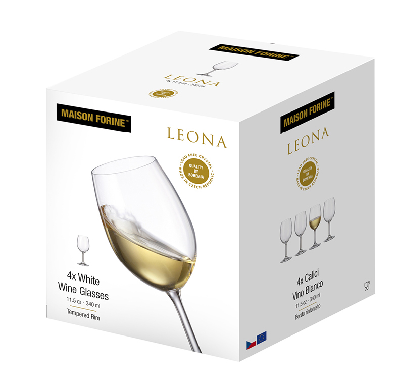 Leona Cristallin 340 Ml Verre À Vin Ensemble De 4