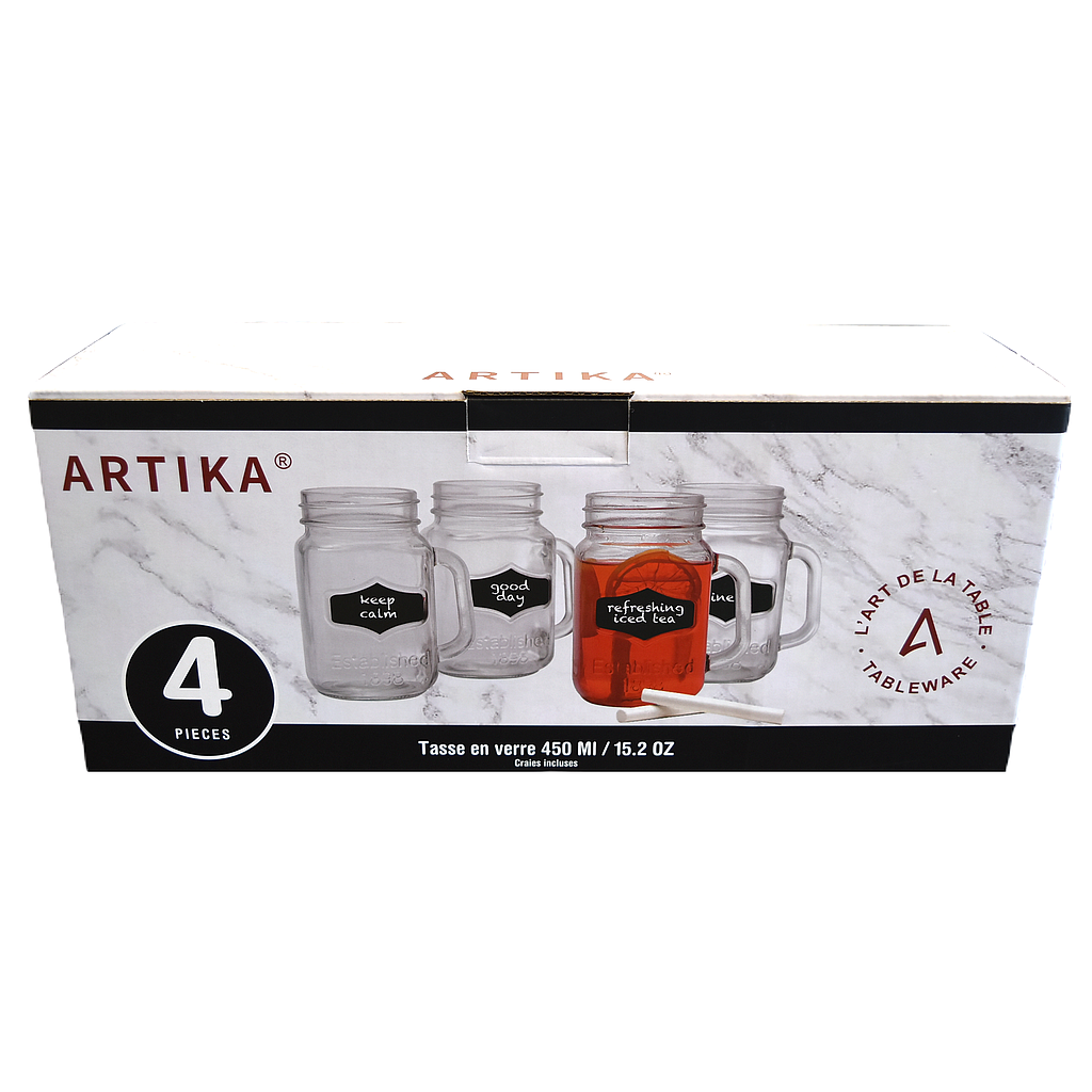  Ensemble De 4 Tasses 15.2 Oz + Craie