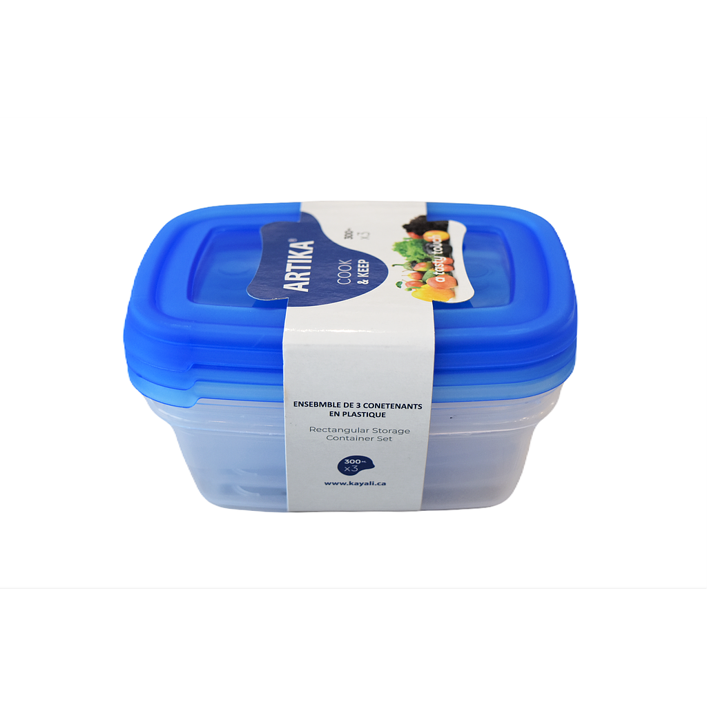 Ensemble De 3 Conteneur De Rangement Rectangulaire En Plastique Artika 300 Ml 🚩PROMOTION