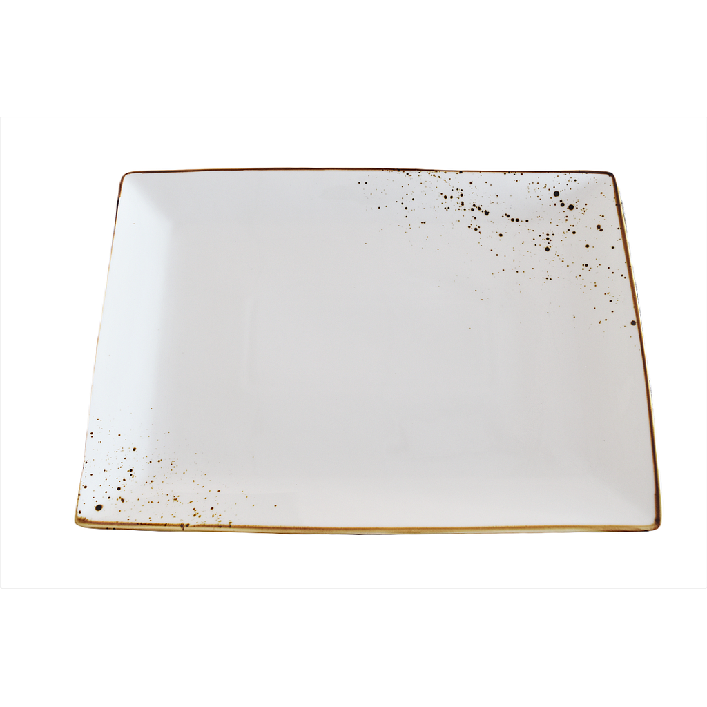 "Terra" 14"X10" Assiette Rectangulaire Dap-Blanc