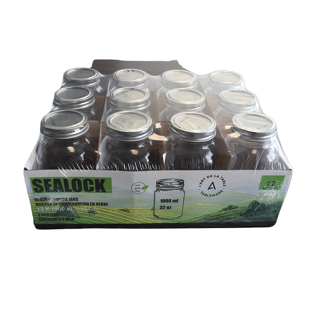 Pot En Verre 1 L Avec Couvercle (Ensemble de 12) 