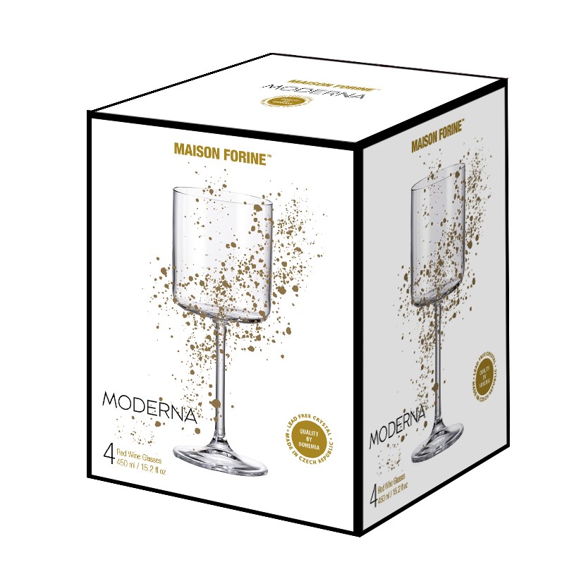 Moderna Cristallin 450 Ml Ensemble De 4 Verre À Vin 