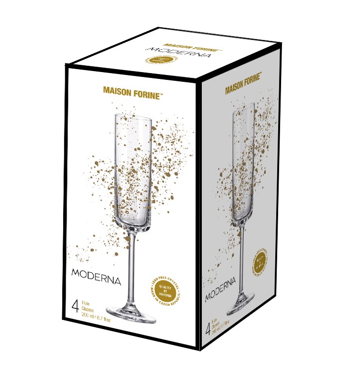 Moderna Cristallin 200 Ml Ensemble De 4 Flutes