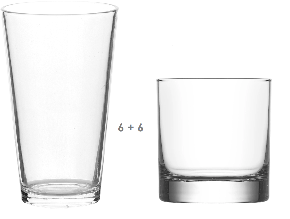Ensemble De 12 Verres 6x10 Oz + 6x16 Oz
