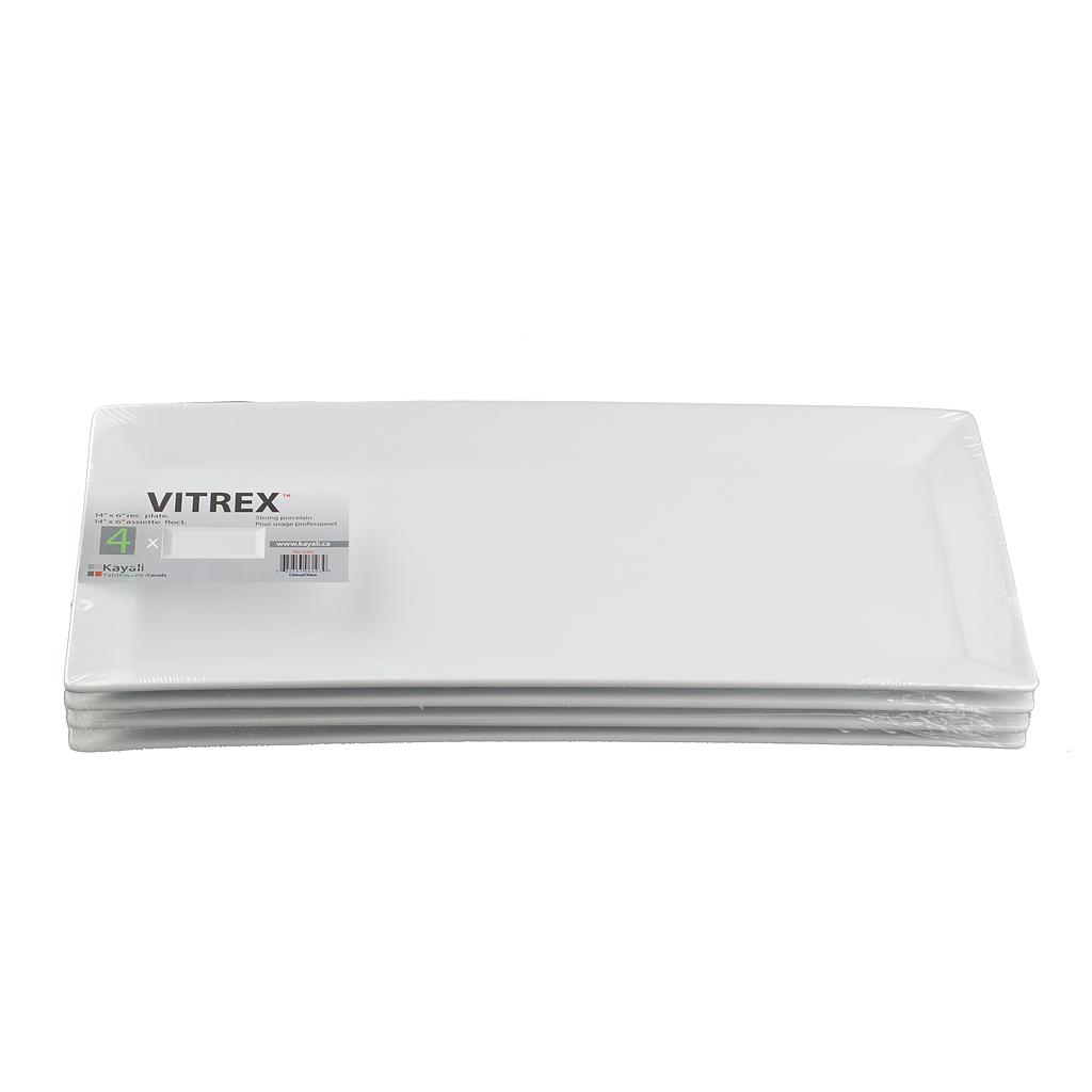 Vitrex Ensemble de 4 Assiettes 14'' x 6''