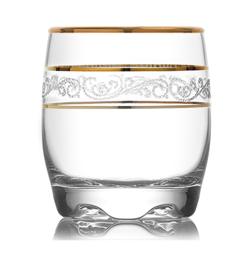 Adora 6Pk 9 3/4 Oz Whisky Glass W Gold Deco